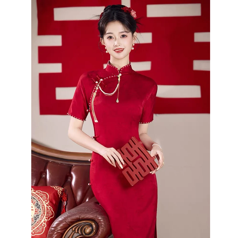 【良辰节日】新中式中国风定亲结婚新娘装遮肉显瘦小个子回门旗袍