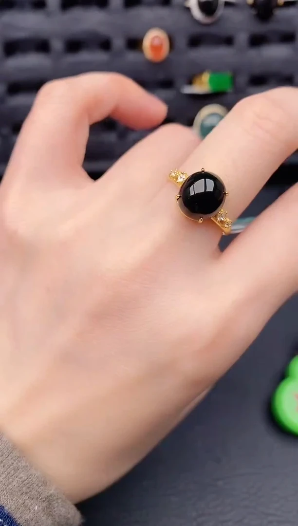 银S925镶嵌戒指翡翠天然a货翡翠280