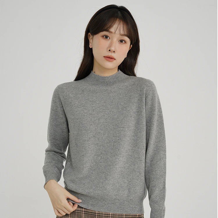 D瞌睡兔【清苍】100羊毛无缝针织衫女秋冬落肩长袖上衣22232/22292