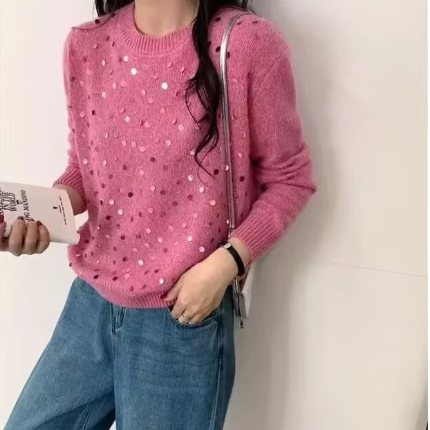5569均码手洗亮片高档洋气毛衣