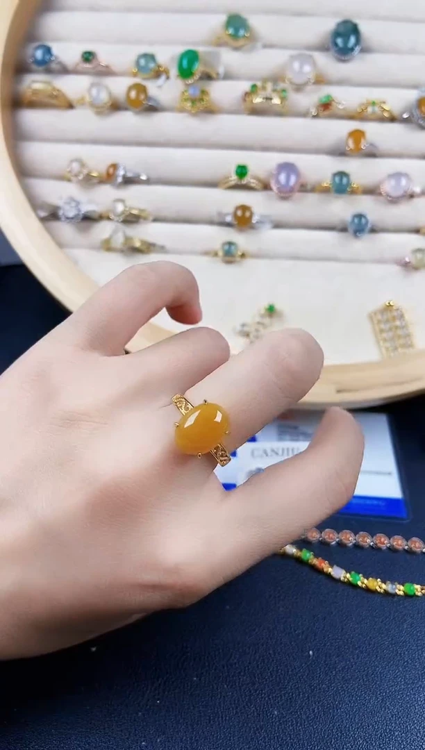 翡翠戒指银S925镶嵌45689