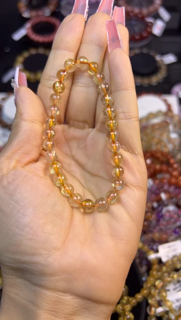 未镶嵌手串水晶金发晶6mm+