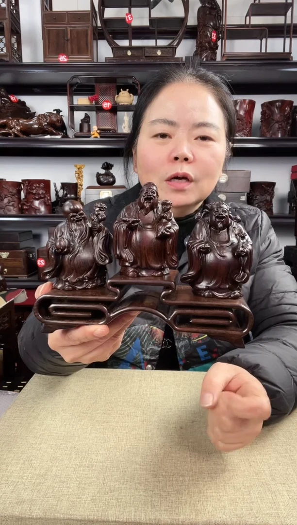 木三连+福禄寿老李红木工艺品