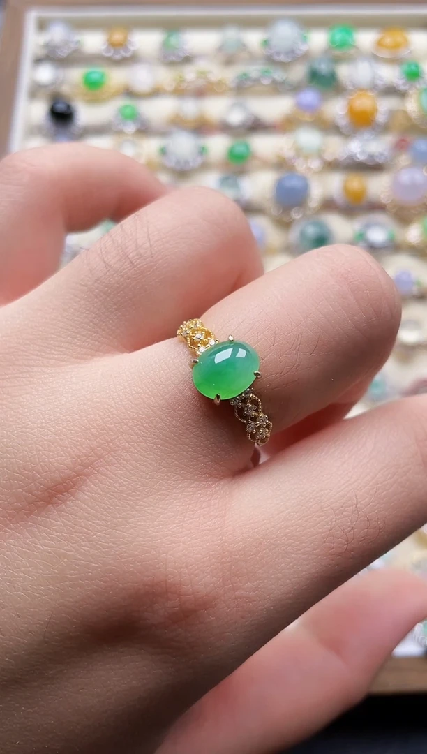 银S925镶嵌戒指翡翠65