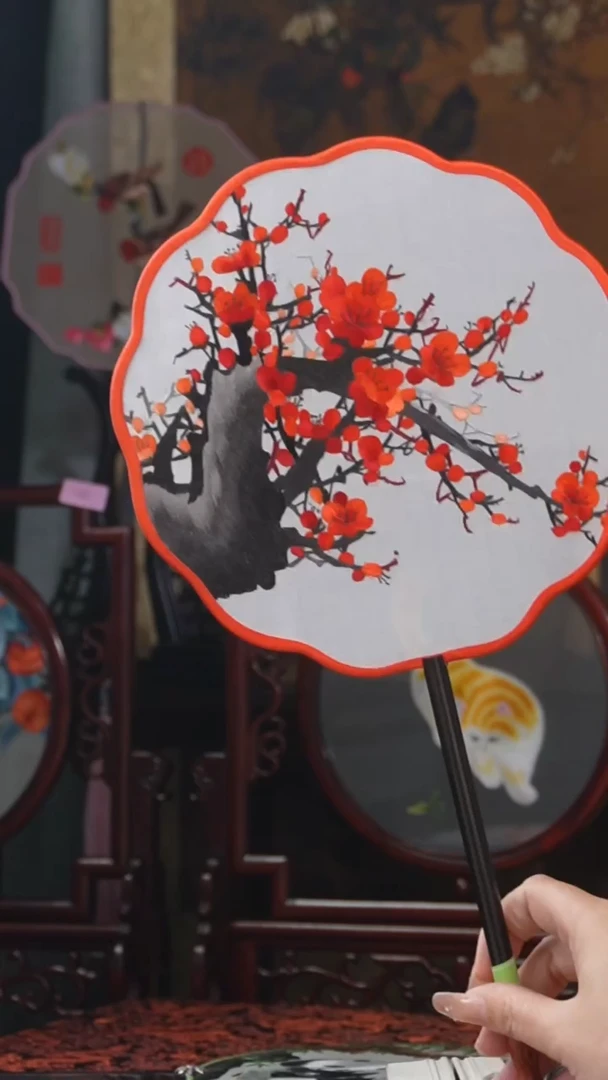 刺绣团扇 绣花双面非遗
