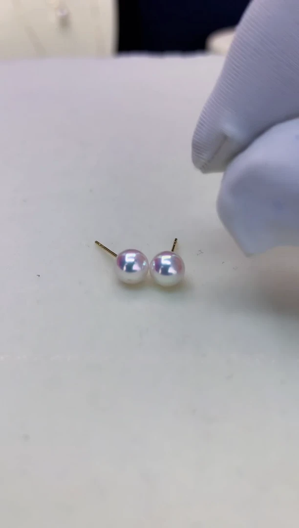 18K金镶嵌海水珍珠DA GD001 5-6 天女耳钉