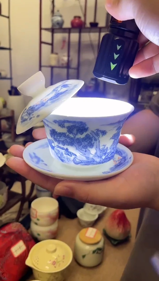 瓷片瓷心匠物福利青花盖碗