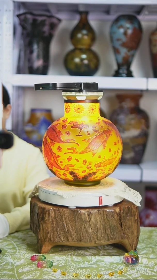 琉璃【9】九鱼灯笼格雷花瓶