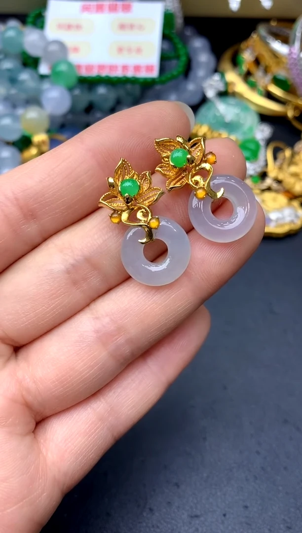 18K金镶嵌翡翠耳饰343 -中国好珍宝