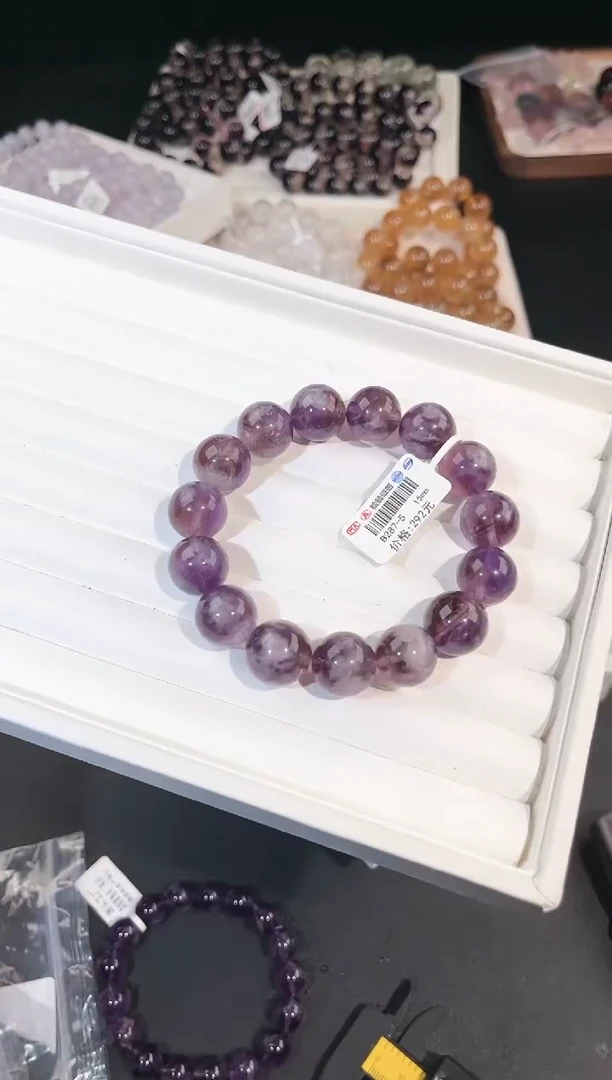 水晶手链未镶嵌多样性发一Q60紫兔毛15mm