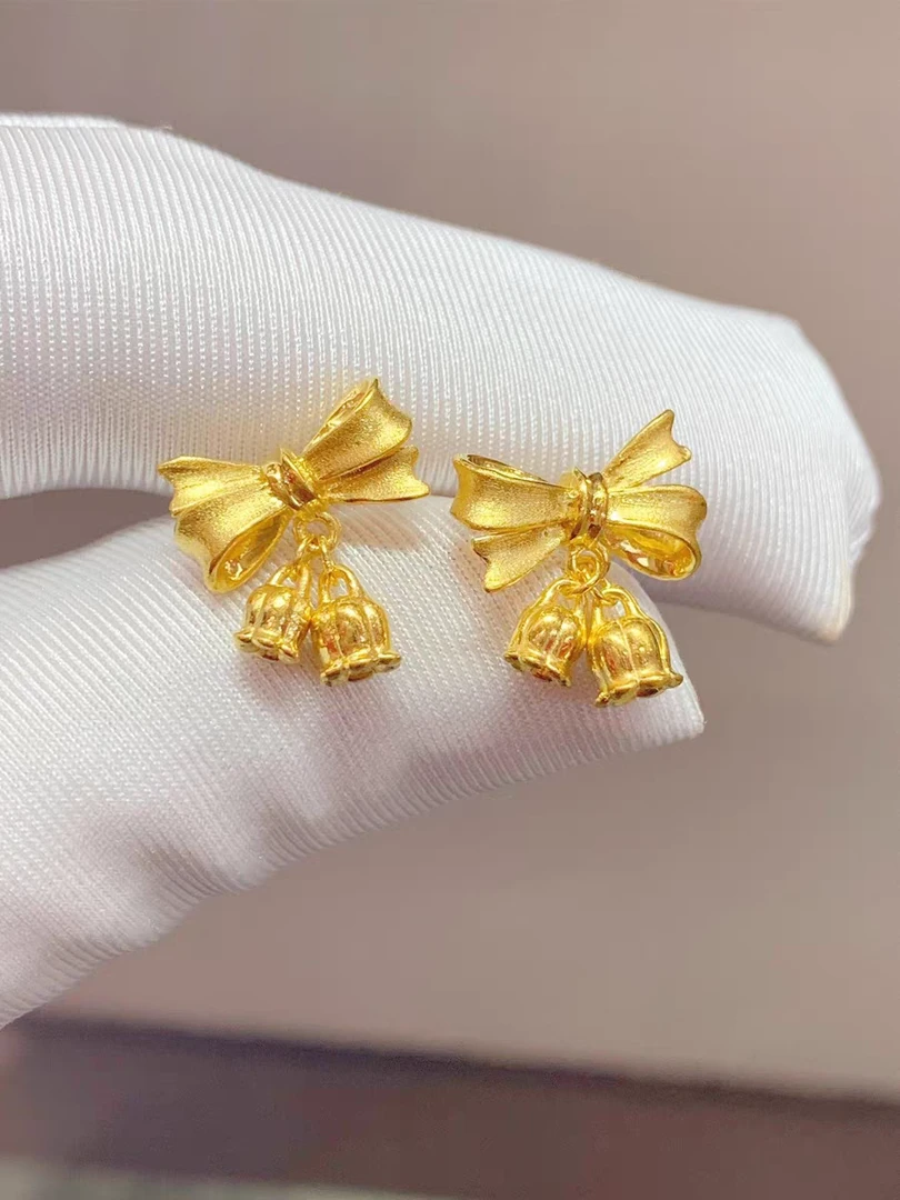 合金耳饰 蝴蝶结铃兰花耳钉