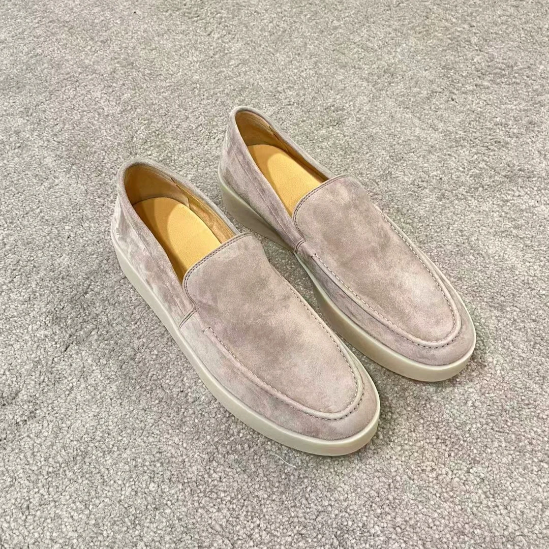 夏季时尚百搭商务老钱风男士渔夫鞋软底软面休闲皮鞋