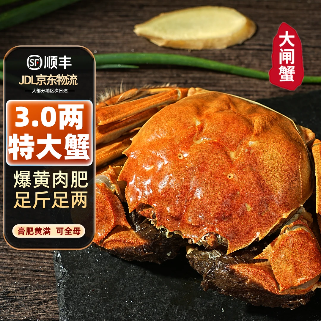 【活蟹】苏州精品大闸蟹全母蟹3.0-2.7两8只礼盒装