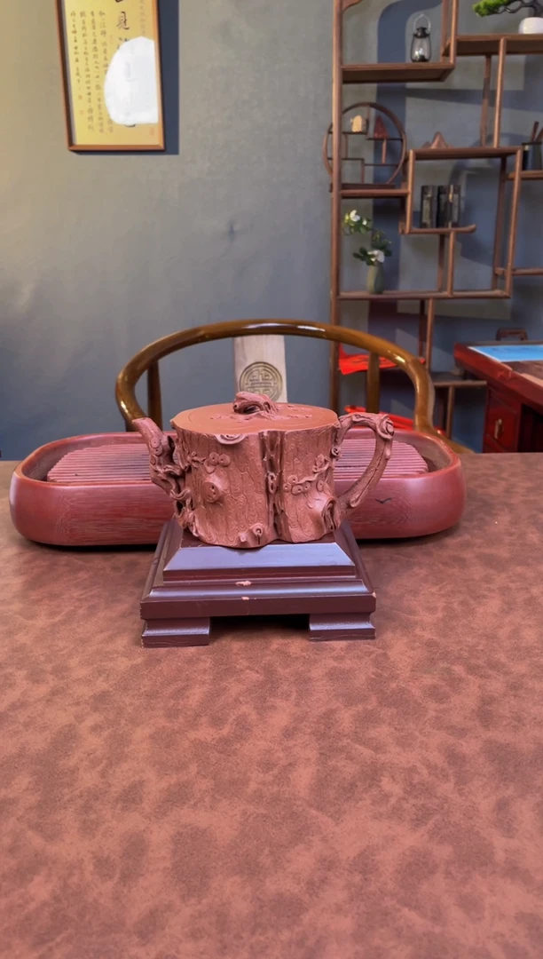 茶壶紫砂2513周功梁鸣远松桩500cc紫泥全手