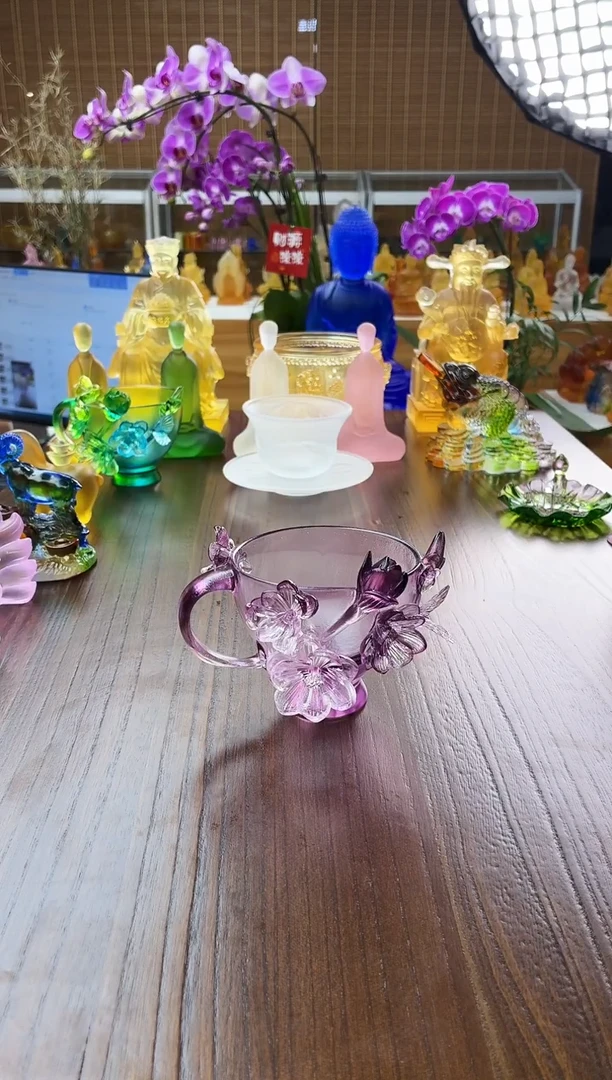 手工艺品琉璃咖啡杯紫罗兰