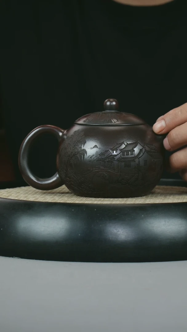茶壶紫砂 龙山古乌泥  西施