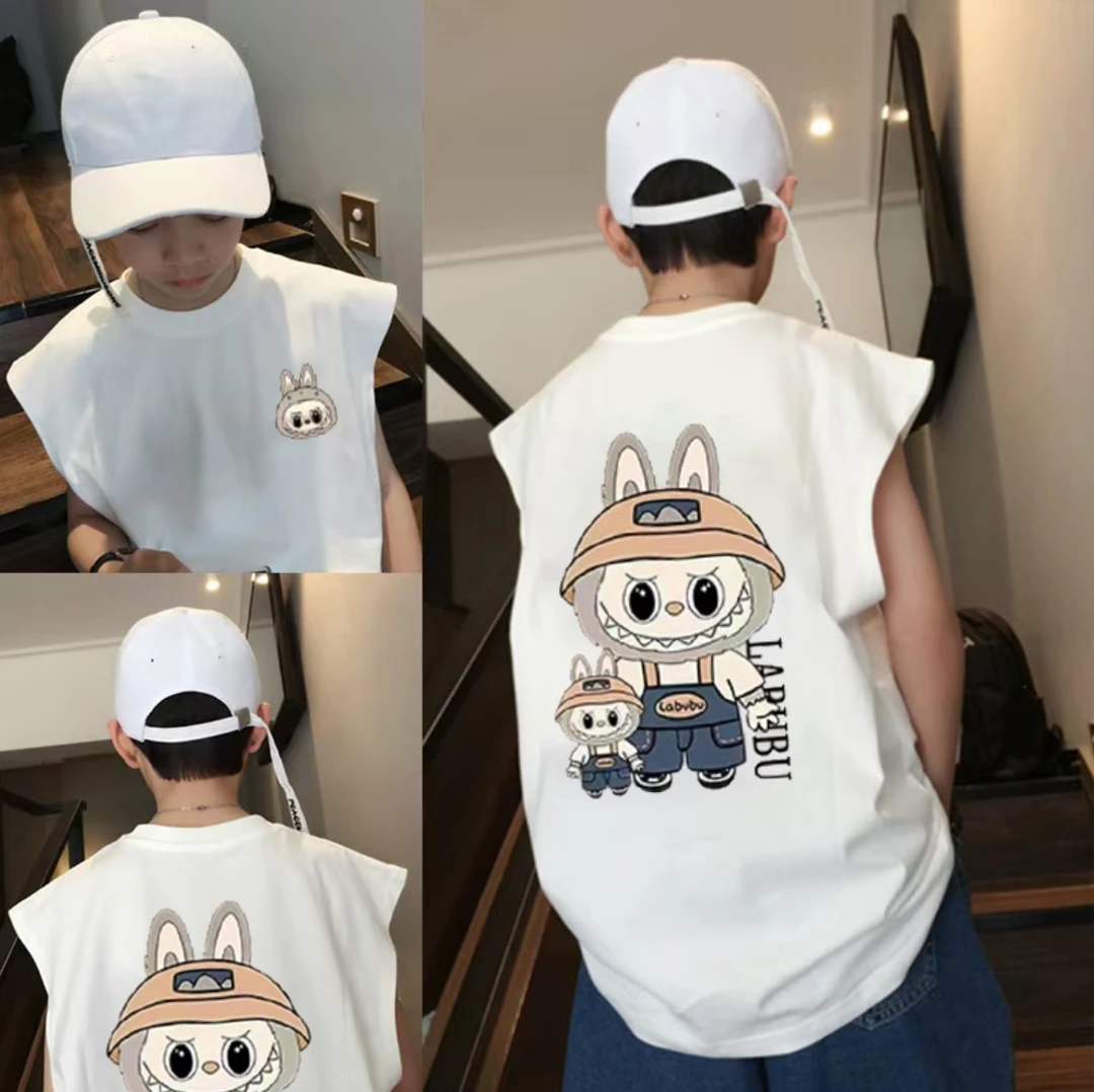 国潮拉布布时尚潮流中大童动漫韩版T恤休闲宽松百搭00249