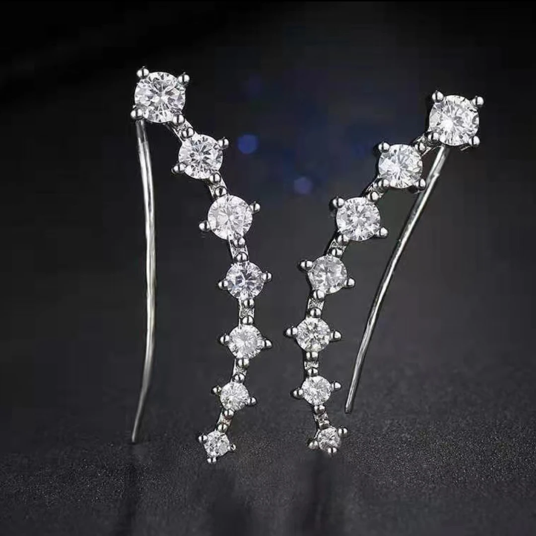 铜合金合成锆石耳饰 「七星耳排」高级感网红气质时尚轻奢百搭耳环