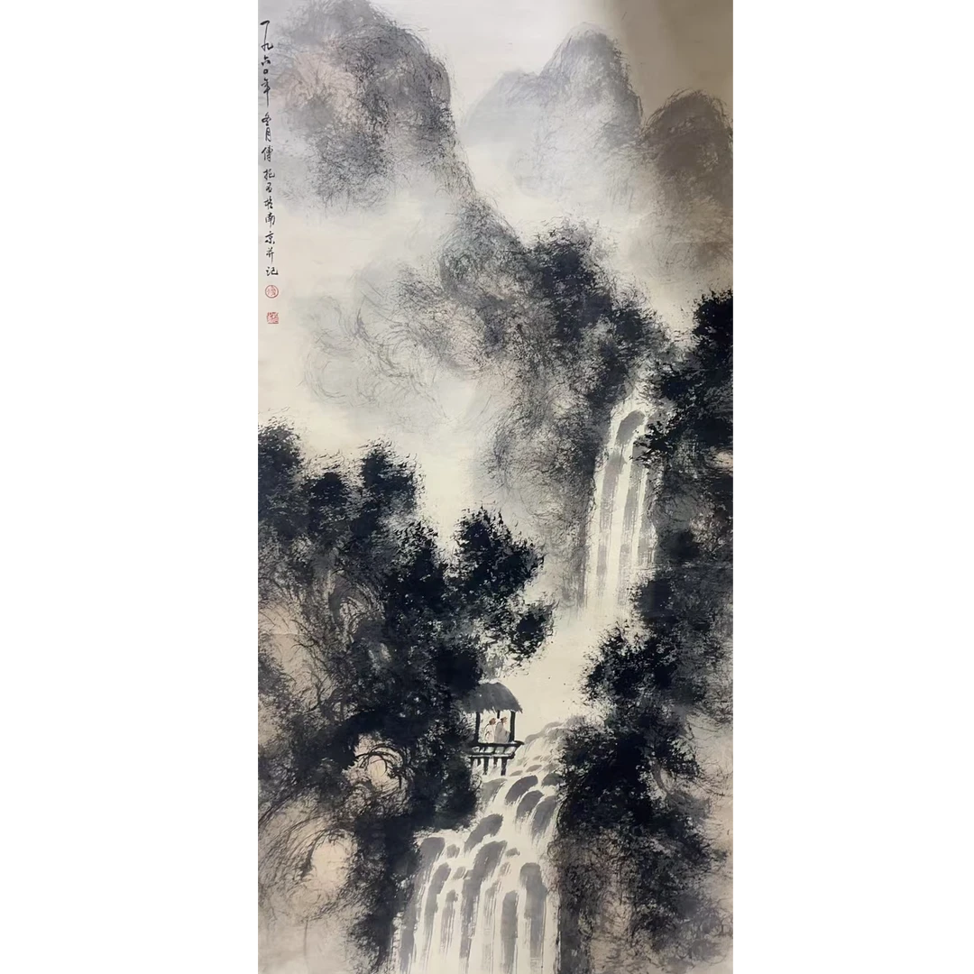 傅 人物山水立轴137×67 8.2平尺