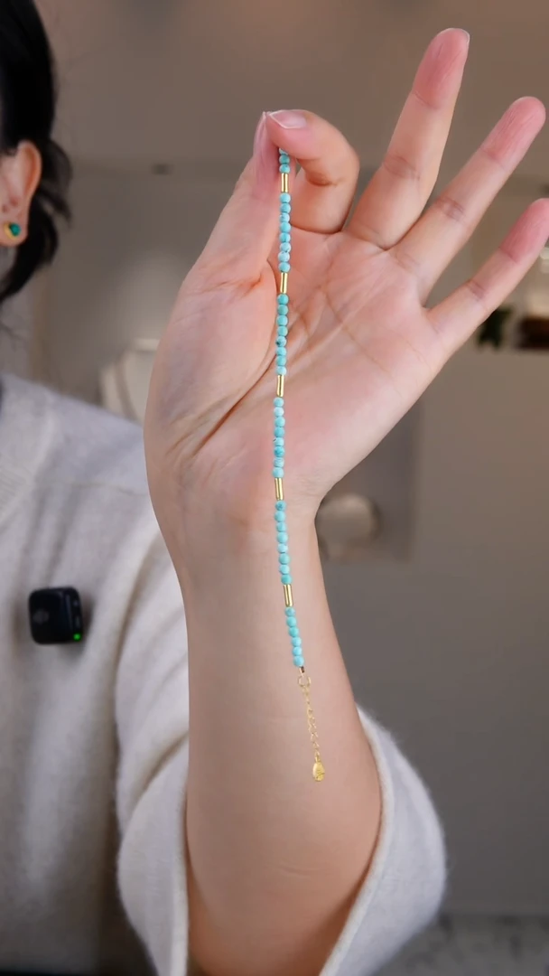 银S925镀金镶嵌绿松石手链多样性发货