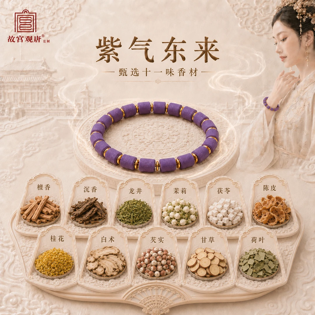 官方正品·故宫观唐[紫气东来]单圈合香珠宫廷御制正统古方