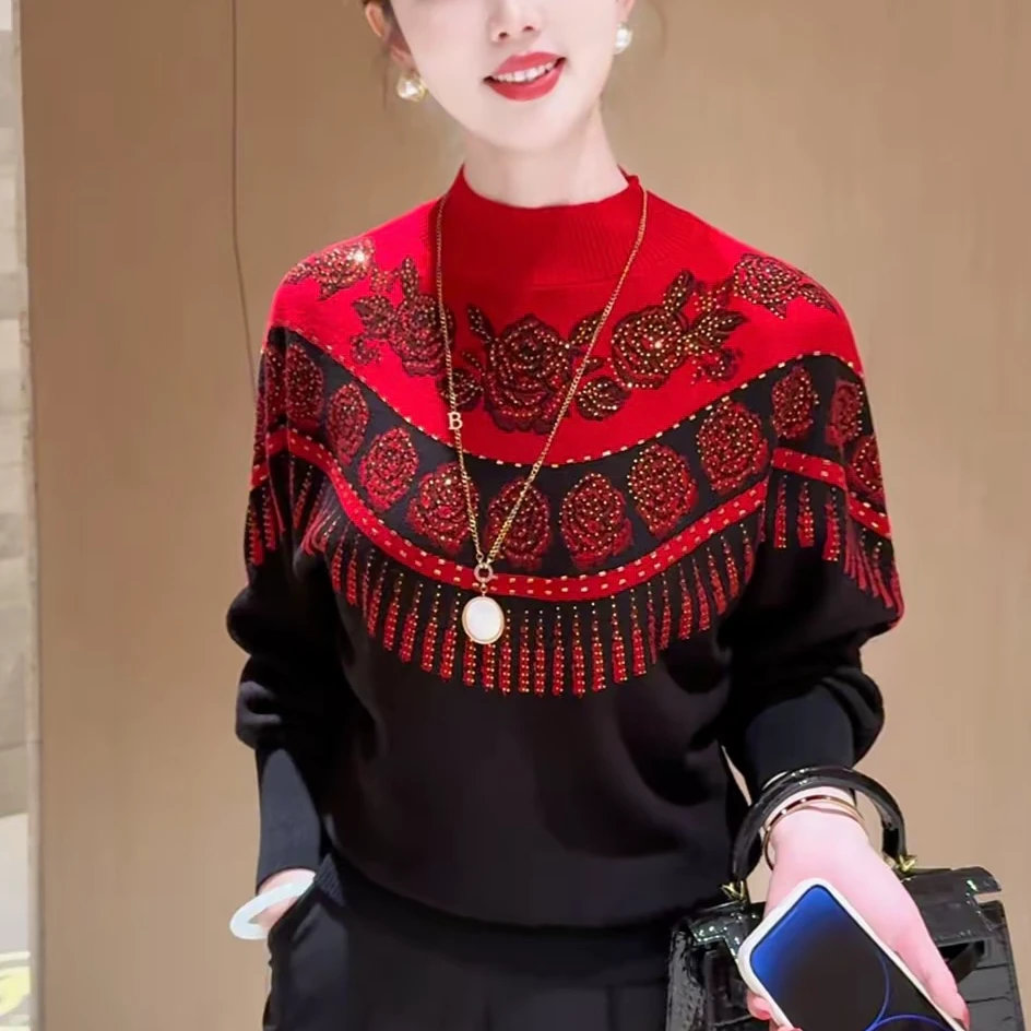 25732毛衣民族风中厚抗起球女士衫开衫时尚洋气针织秋冬百搭长袖