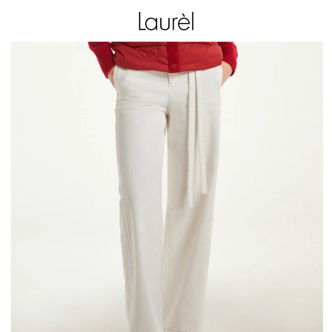 【粉丝专享】Laurel新款高腰简约百搭阔腿牛仔裤女LWL351K00400