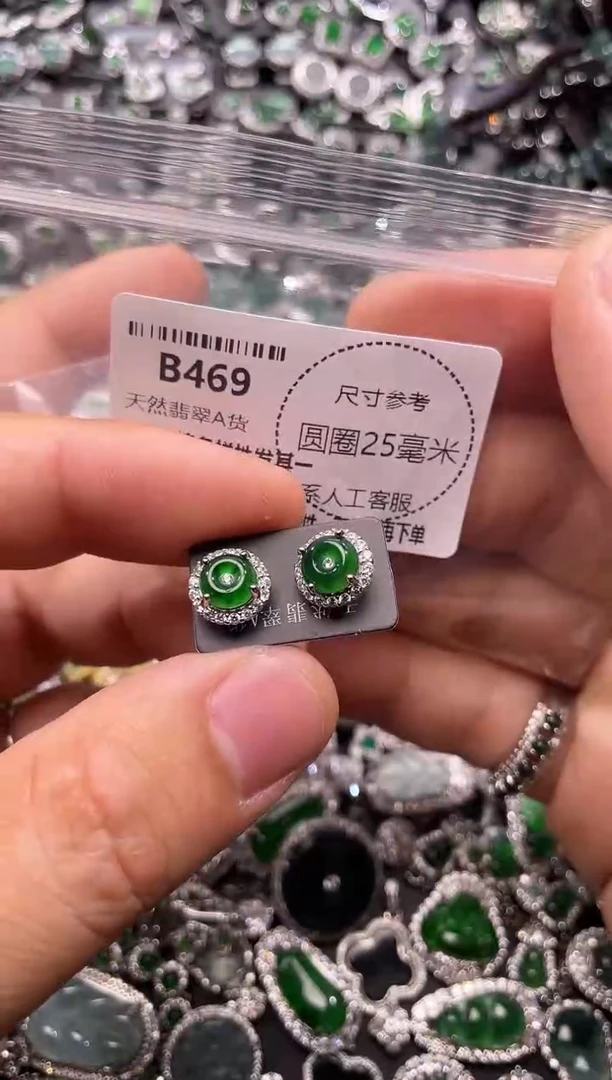 翡翠未镶嵌颈饰B469耳钉