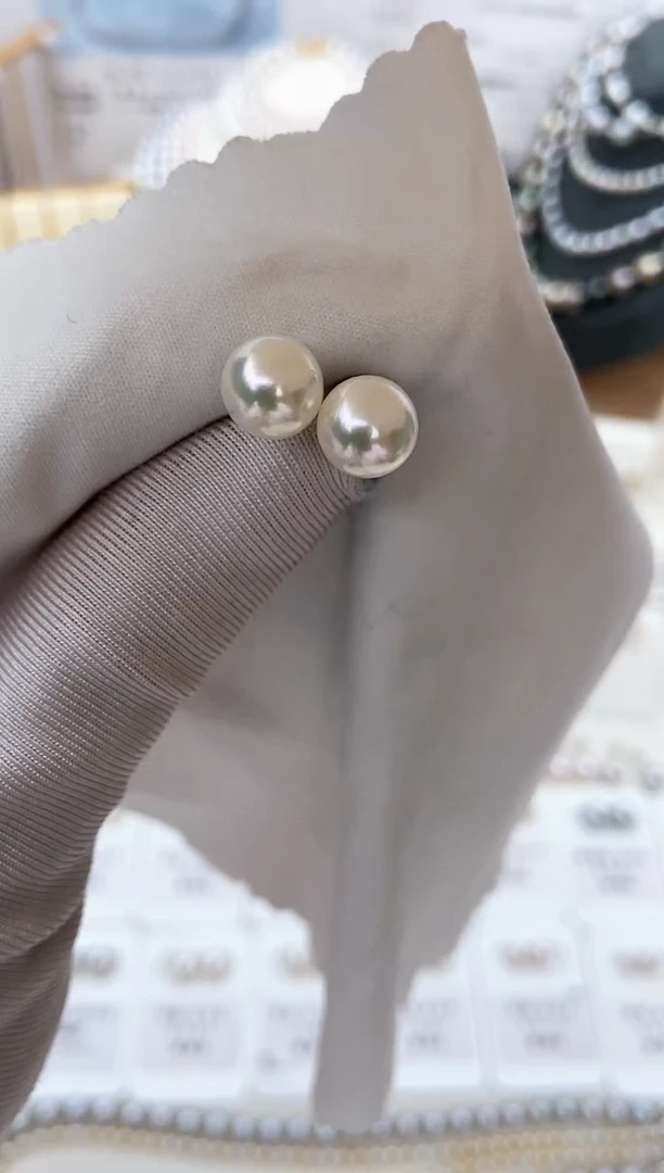 【闪购商品】海水珍珠耳饰18K金镶嵌特选福利8-8.5mm不退不换