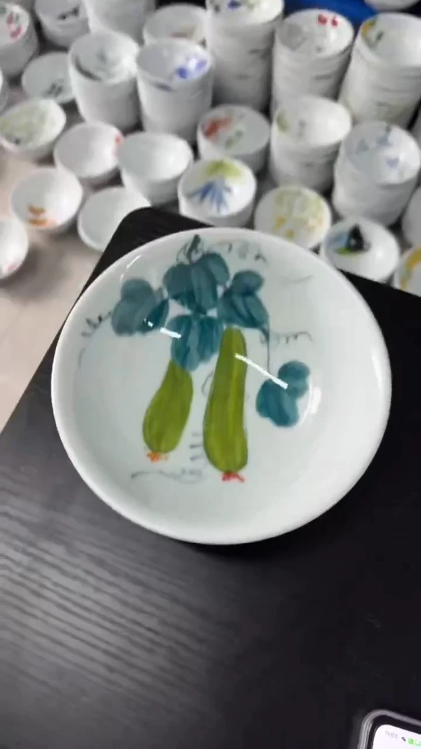 瓷片景德镇高温釉中彩-壮壮碗丝瓜