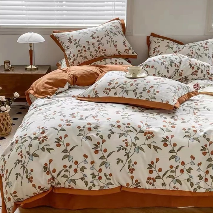 醉遇眠--2025夏季新款母婴级A类水洗棉麻四件套针织轻奢印花