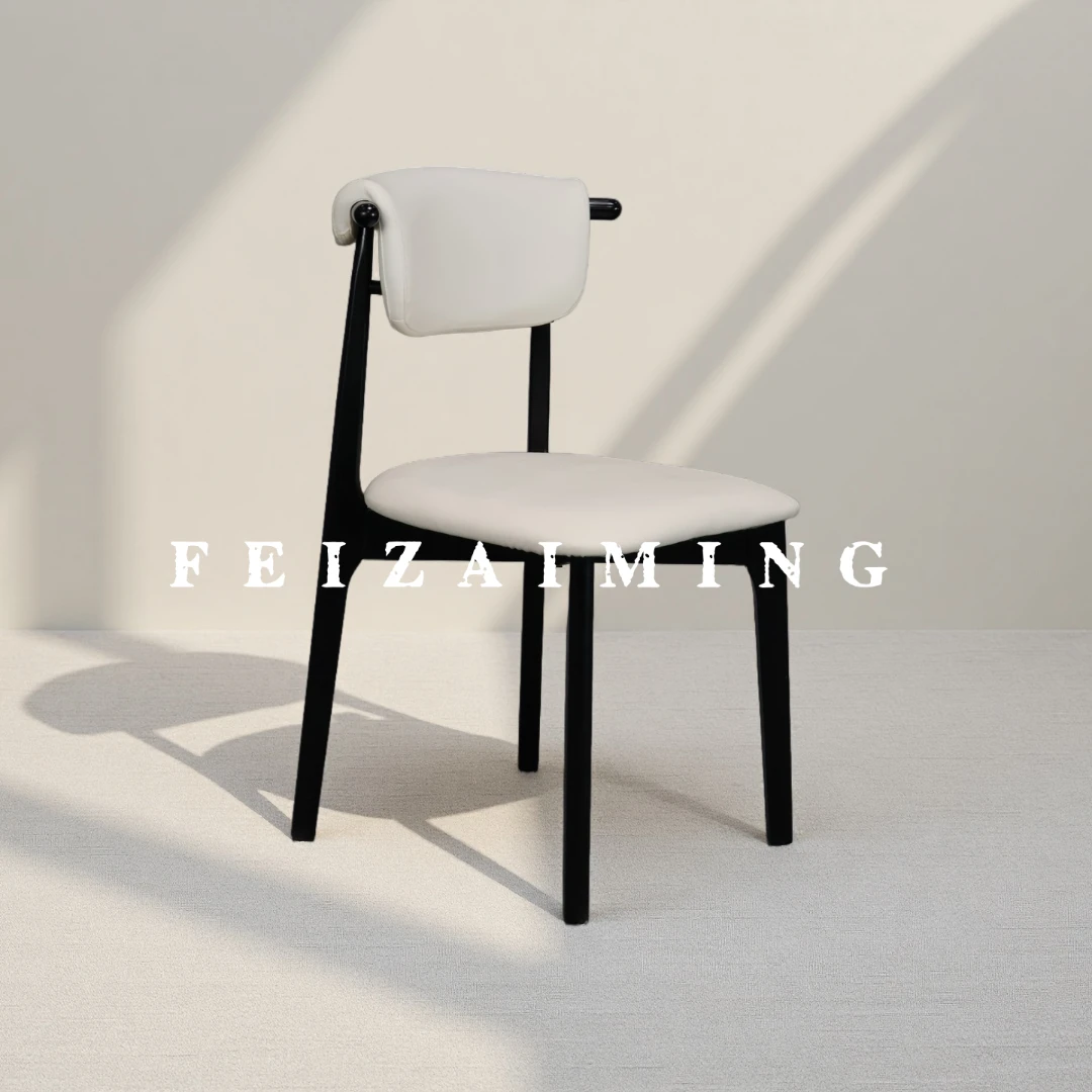 意式极简实木餐椅家用客厅餐厅椅子餐桌椅网红软包靠背椅