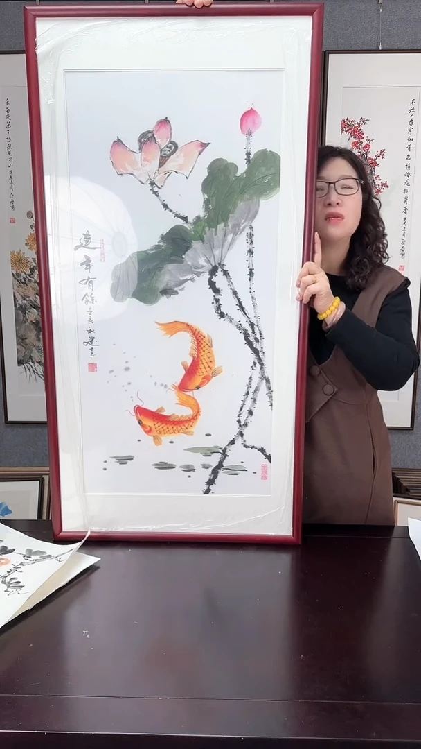 【闪购商品】国画荷花实木装裱