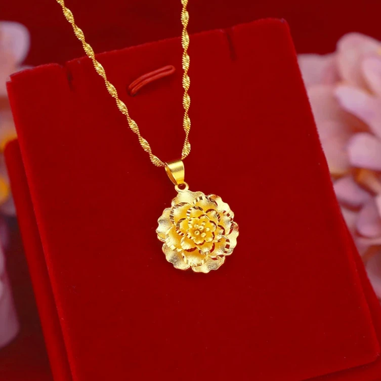 嘉禾金店TY0018牡丹花-吊坠时尚饰品女士送妈妈气质百搭