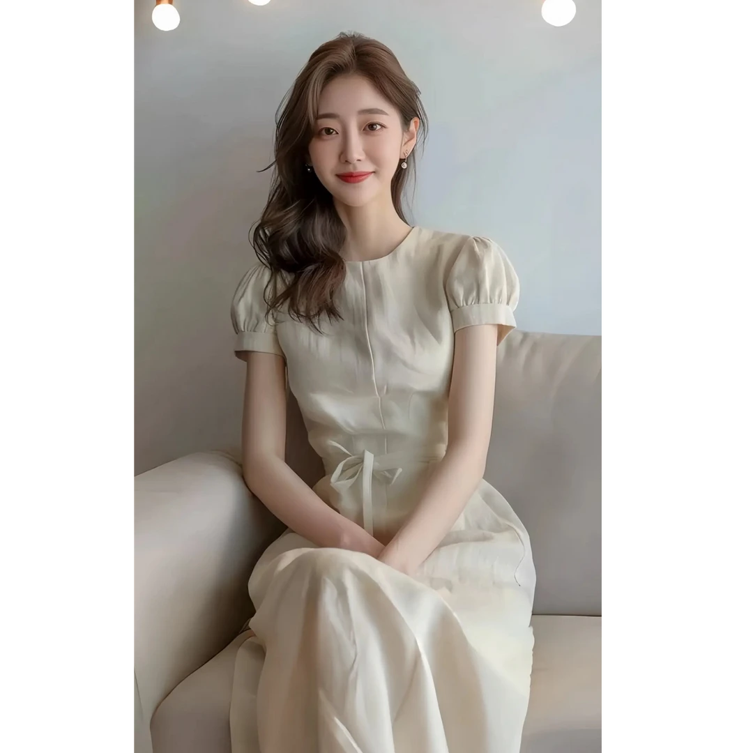 法式气质上流社会显瘦白色短袖连衣裙子女春2025新款今年流行爆款