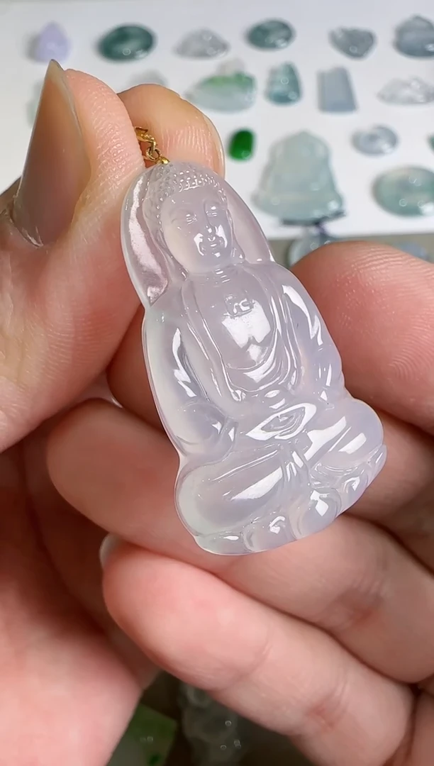 吊坠(不含链)18K金镶嵌翡翠.