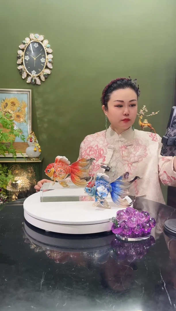 合金 珐琅彩 一对金鱼