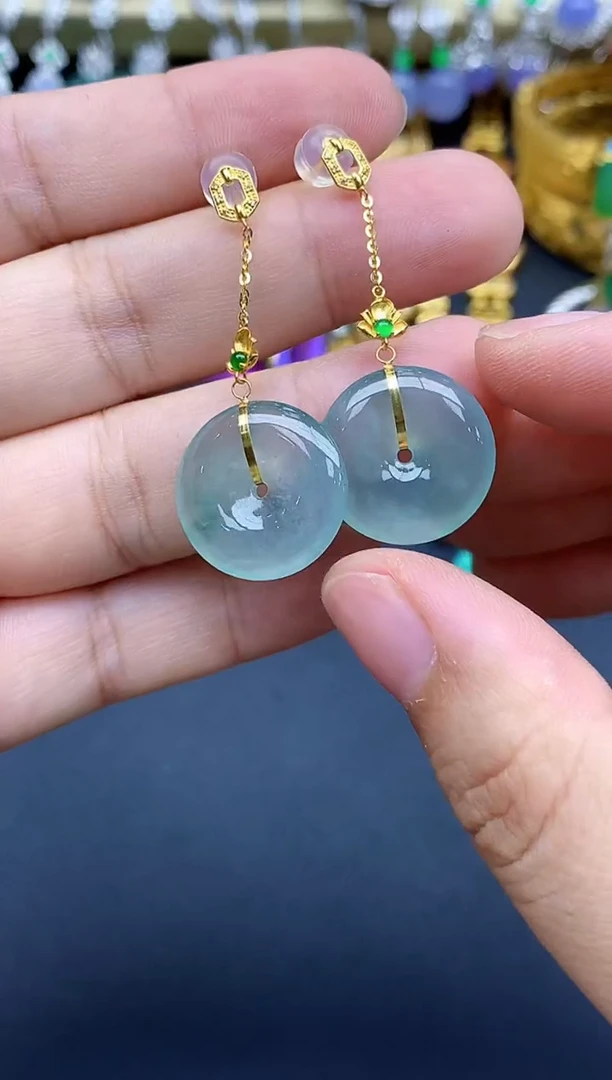 18K金镶嵌翡翠耳饰430-中国好珍宝