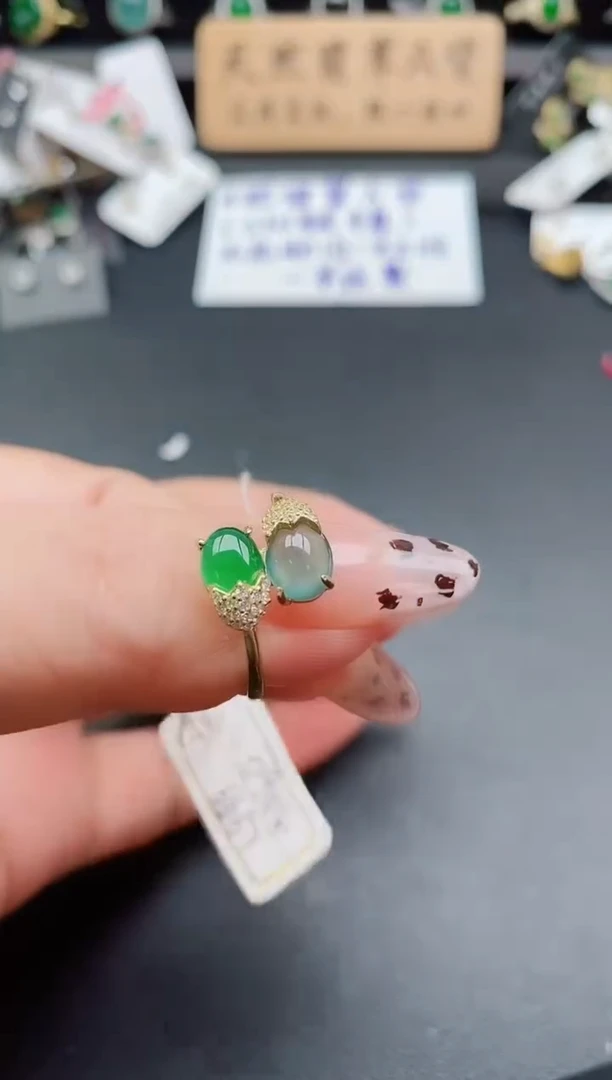 银S925镶嵌戒指翡翠1