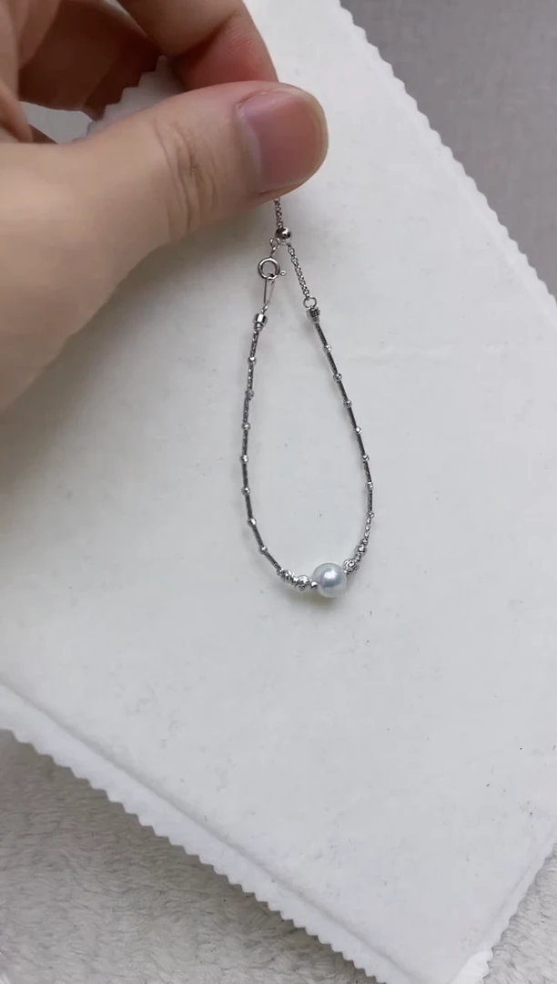 银S925镶嵌手链海水珍珠