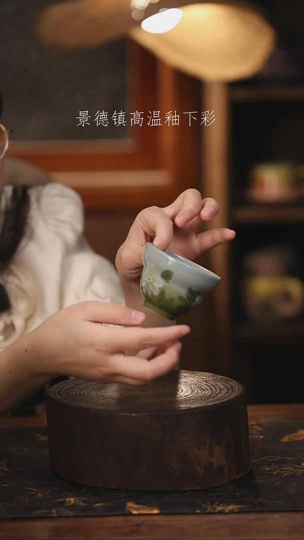 陶瓷景德镇高温釉下手绘陶瓷@L455@