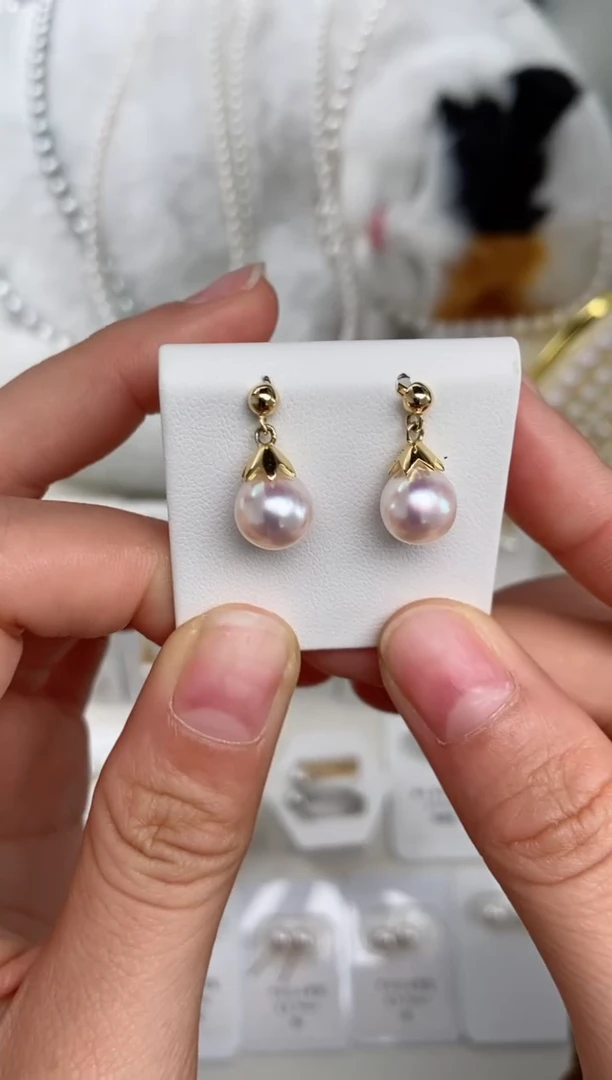 【闪购商品】海水珍珠耳饰银S925镶嵌8-8.5mm耳饰