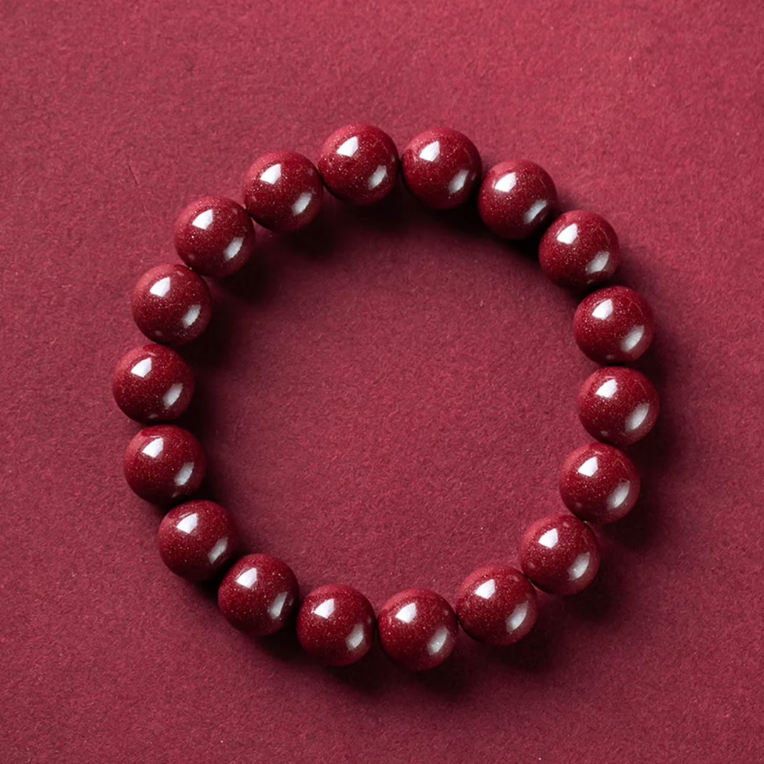 含辰砂工艺品【小松朱砂】臻品天然高含量紫金砂手串10mm