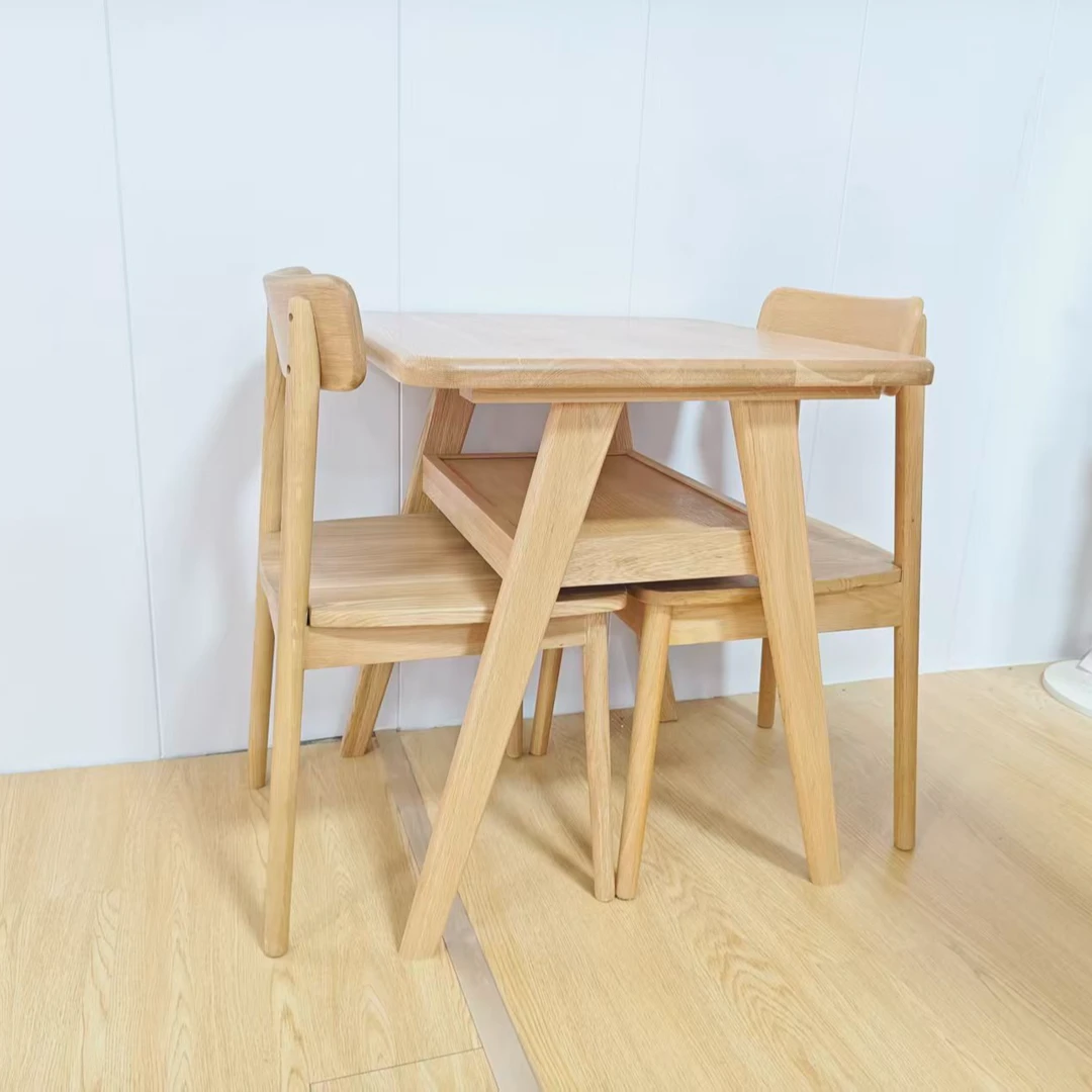 白橡木木阳台桌椅 原木奶油风 北欧简约风吃饭桌 餐桌