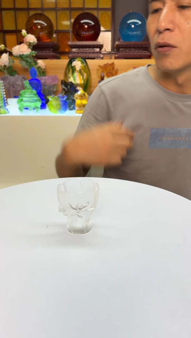 手工艺品琉璃白色兰花杯