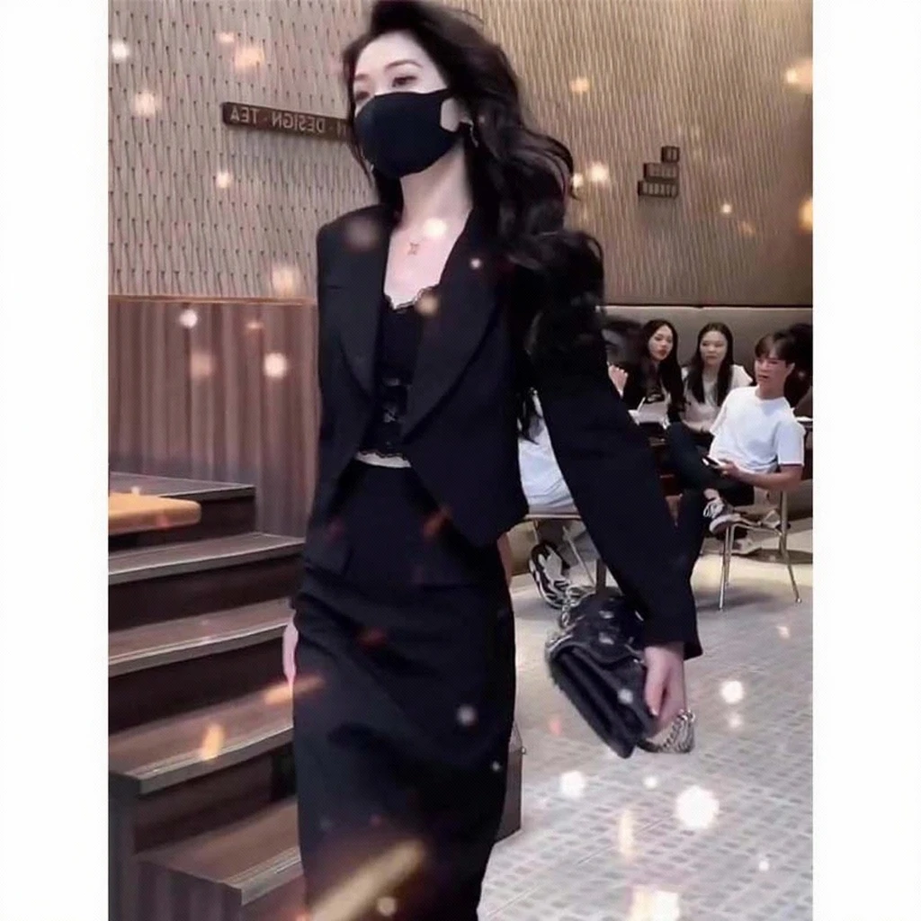 【两件套】【有里布】时尚套装女新款显瘦西装领西服+半身裙JT0109