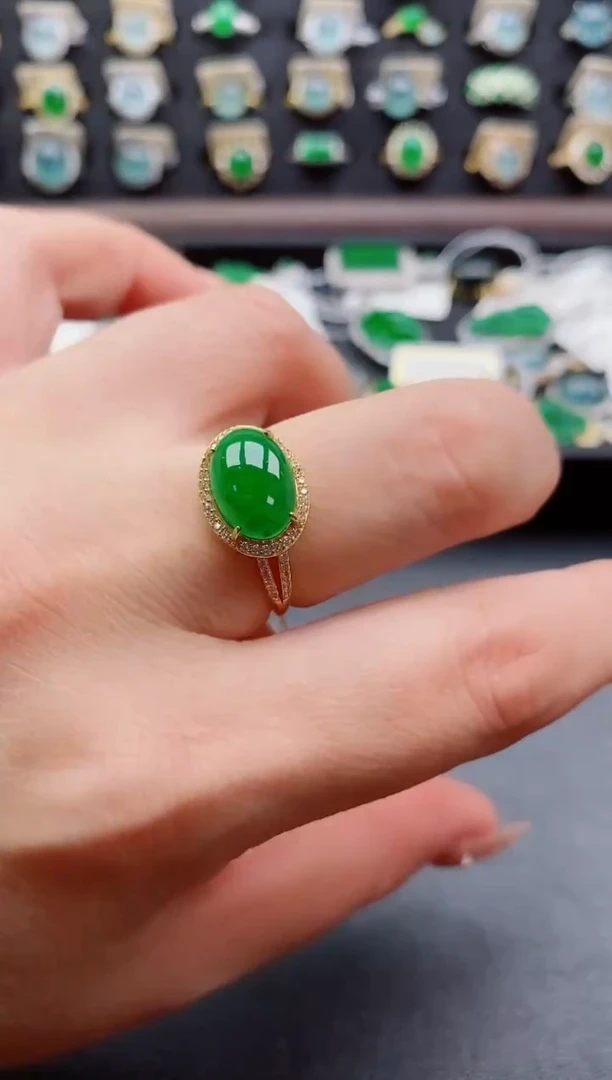 银S925镶嵌戒指翡翠1