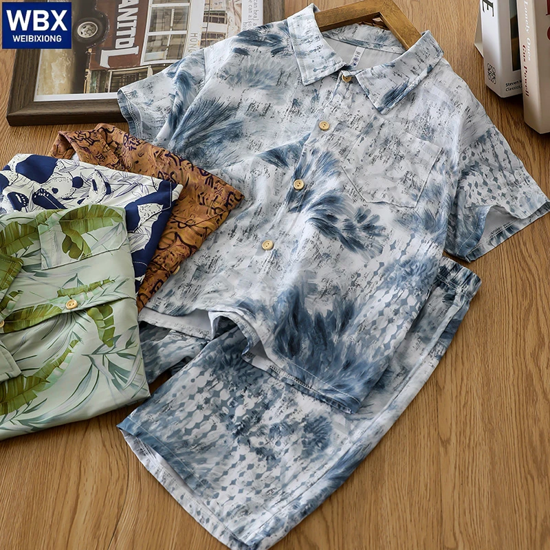 男童夏套装薄款2025新款儿童巨好看绵绸衬衫短袖短裤中大童两件套