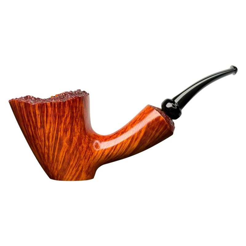 Former丹麦大师佛么火焰纹光面斗口瘤皮桌斗自由式手工石楠木烟斗