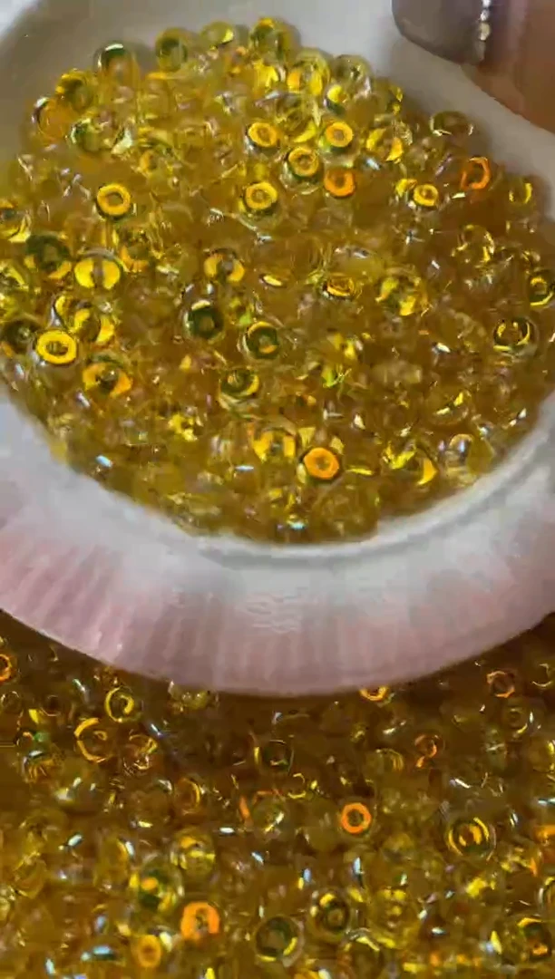 玻璃2520卡6华子算盘珠艳金色150颗